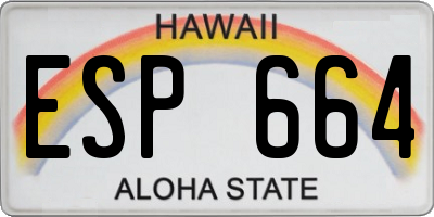 HI license plate ESP664
