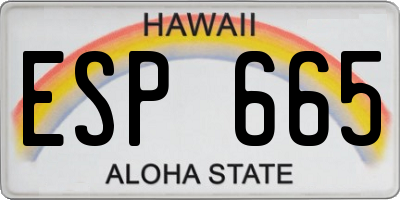 HI license plate ESP665