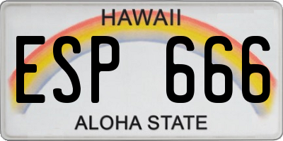 HI license plate ESP666