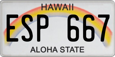 HI license plate ESP667