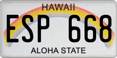 HI license plate ESP668