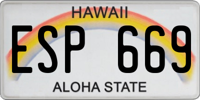 HI license plate ESP669
