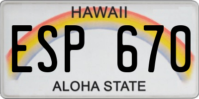 HI license plate ESP670