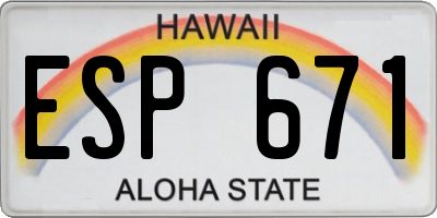 HI license plate ESP671