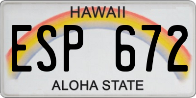 HI license plate ESP672
