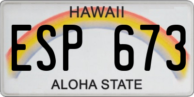 HI license plate ESP673