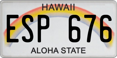 HI license plate ESP676