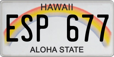 HI license plate ESP677