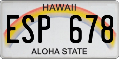 HI license plate ESP678