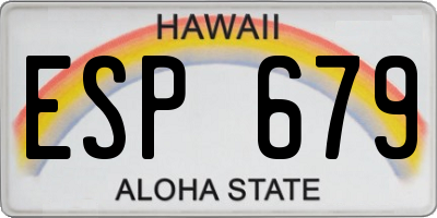 HI license plate ESP679