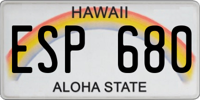 HI license plate ESP680
