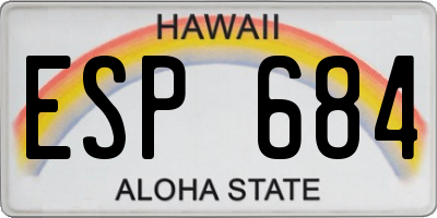 HI license plate ESP684
