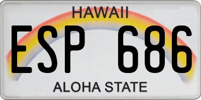 HI license plate ESP686