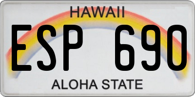 HI license plate ESP690