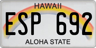 HI license plate ESP692
