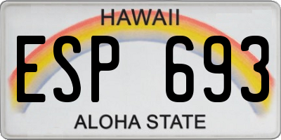 HI license plate ESP693