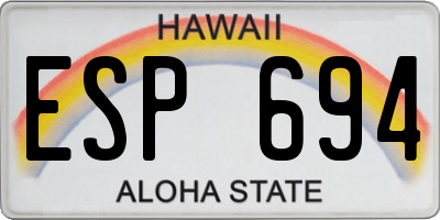 HI license plate ESP694