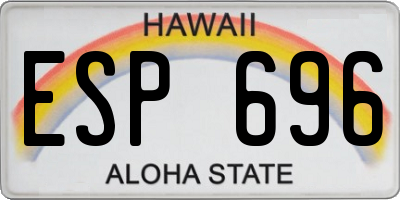 HI license plate ESP696