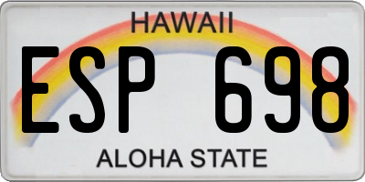 HI license plate ESP698