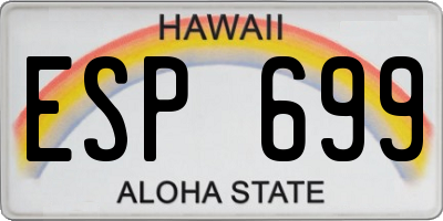 HI license plate ESP699