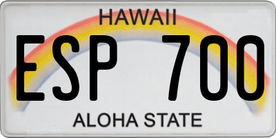 HI license plate ESP700