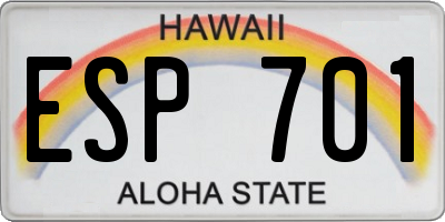 HI license plate ESP701