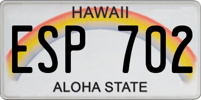 HI license plate ESP702