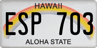 HI license plate ESP703