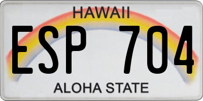 HI license plate ESP704