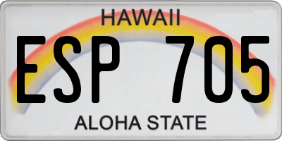 HI license plate ESP705