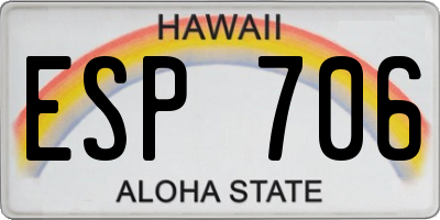 HI license plate ESP706