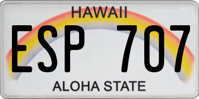 HI license plate ESP707