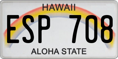 HI license plate ESP708