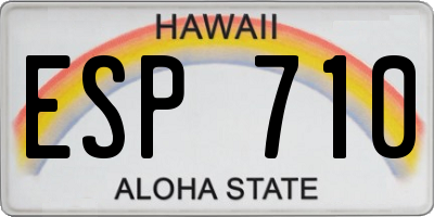 HI license plate ESP710