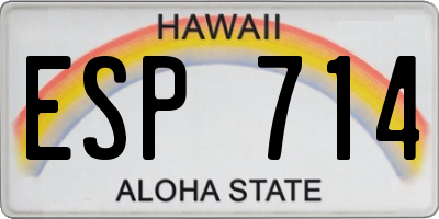 HI license plate ESP714