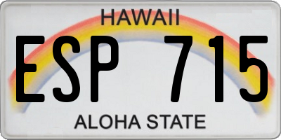 HI license plate ESP715