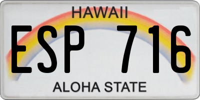 HI license plate ESP716