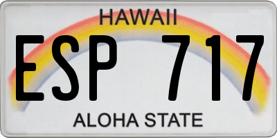 HI license plate ESP717
