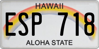 HI license plate ESP718