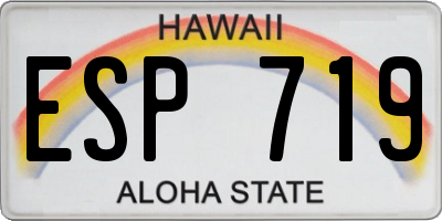 HI license plate ESP719