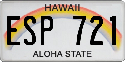 HI license plate ESP721