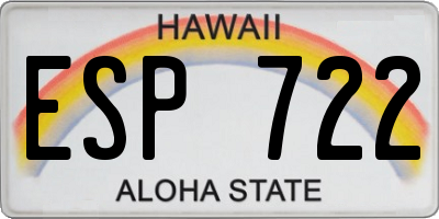 HI license plate ESP722