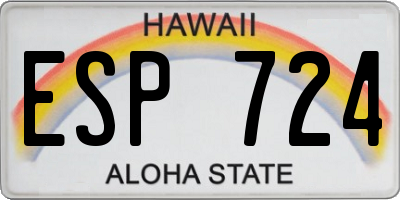 HI license plate ESP724