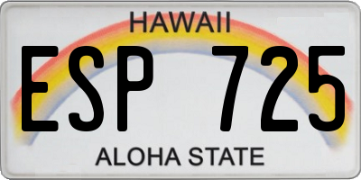 HI license plate ESP725