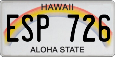HI license plate ESP726