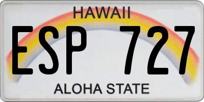 HI license plate ESP727