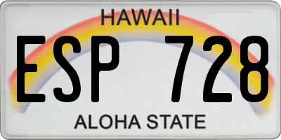 HI license plate ESP728