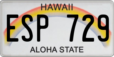 HI license plate ESP729