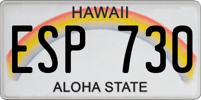 HI license plate ESP730
