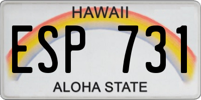 HI license plate ESP731